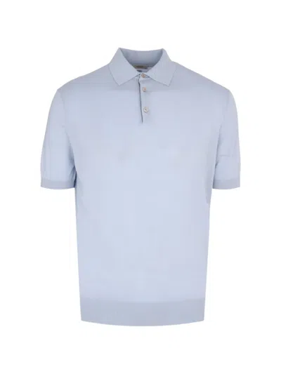 Agnona Knitted Polo Shirt In Blue