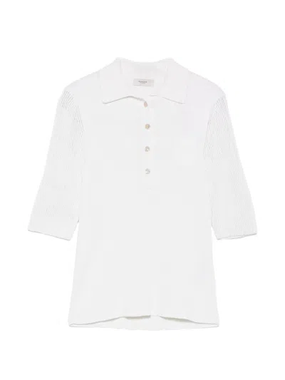 Agnona Knitted Polo Shirt In White