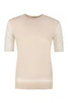 Agnona Wool-blend Crew Neck Top With Short Sleeves