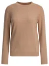 Agnona Crew Neck Knitwear With Ribbed Cuffs And Hem In Brown
