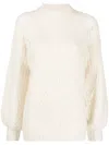 Agnona Knitwear With Balloon Sleeves And Chunky Knit In White