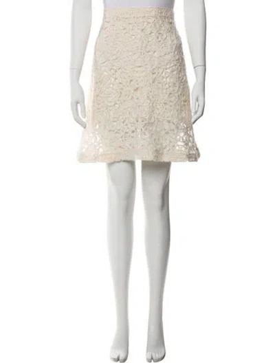 Pre-owned Agnona Lace Pattern Knee-length Skirt In Neutral