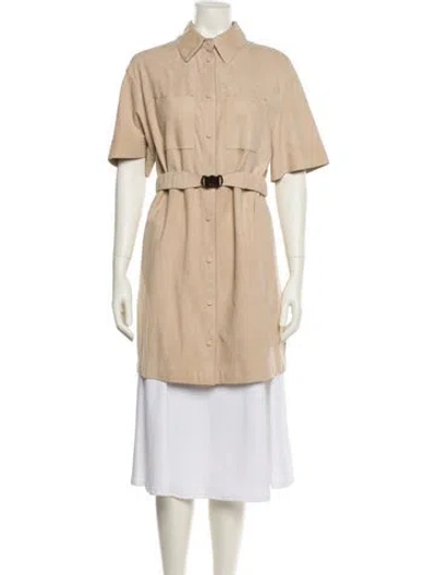 Pre-owned Agnona Lamb Leather Coat In Neutral