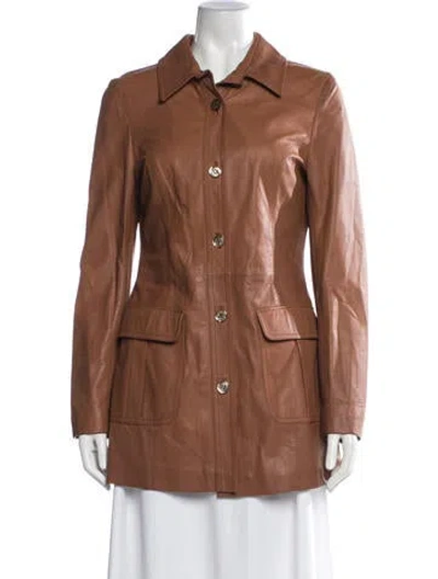 Pre-owned Agnona Leather Jacket In Brown