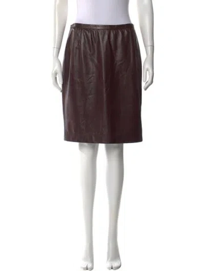 Pre-owned Agnona Leather Knee-length Skirt In Brown