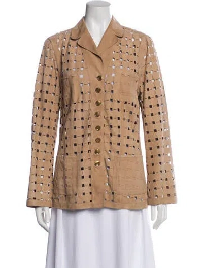 Pre-owned Agnona Leather Printed Blazer In Neutral