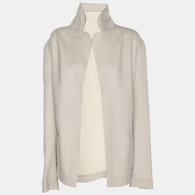 Pre-owned Agnona Light Beige Cashmere Jacket Xl In Sand