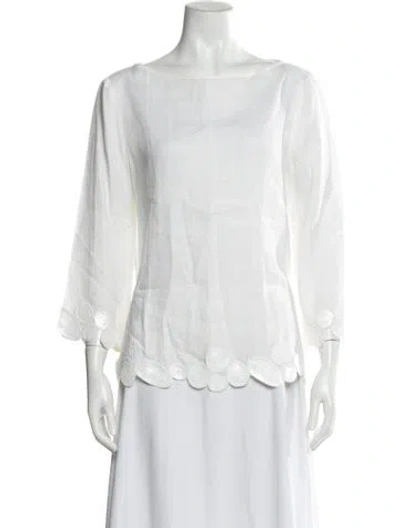 Pre-owned Agnona Linen Bateau Neckline Blouse In White
