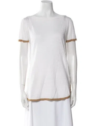 Pre-owned Agnona Linen Bateau Neckline T-shirt In Neutral