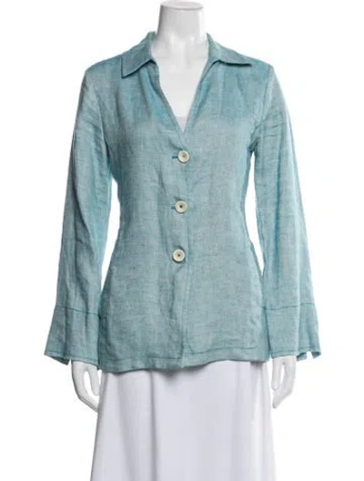Pre-owned Agnona Linen Blazer In Blue