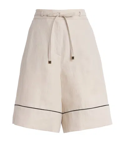 Agnona Linen Drawstring Shorts In Neutral