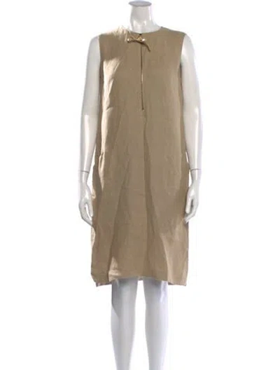 Pre-owned Agnona Linen Knee-length Dress In Neutrals