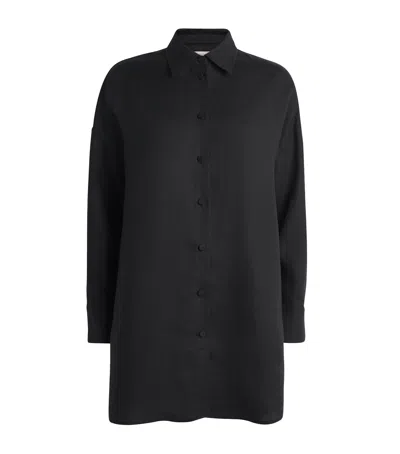 Agnona Linen Long-sleeve Shirt In Black
