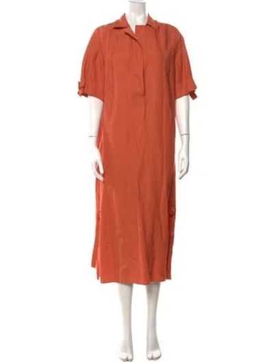Pre-owned Agnona Linen Midi Length Dress In Orange