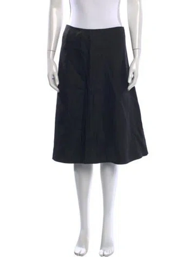 Pre-owned Agnona Linen Midi Length Skirt W/ Tags In Black