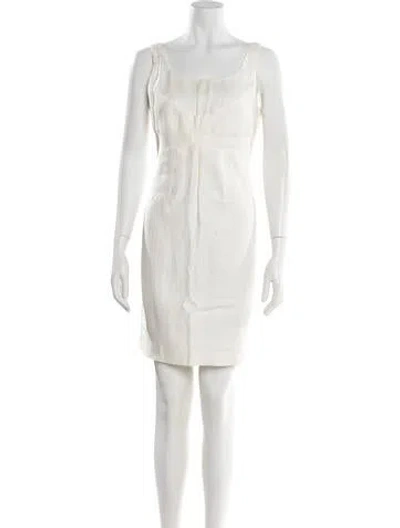 Pre-owned Agnona Linen Mini Dress In Neutral