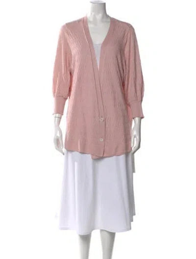 Pre-owned Agnona Linen Open Front Sweater In Pink