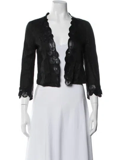 Pre-owned Agnona Linen Patterned Jacket In Black