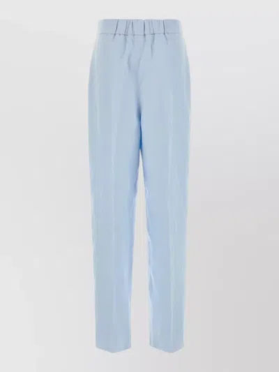 Agnona Linen Pleated Front Tailored Pants Side Pockets In Black