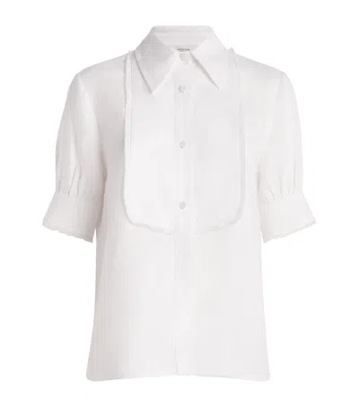 Agnona Linen Short-sleeve Shirt In White