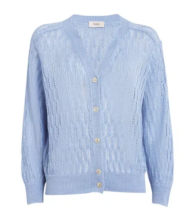 Agnona Linen-silk Cardigan In Blue