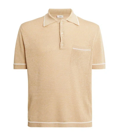 Agnona Linen-silk Polo Shirt In Brown