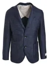 Agnona Linen Single-breasted Blazer In Blue