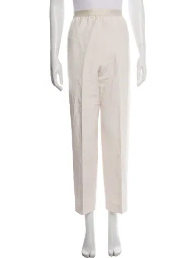 Pre-owned Agnona Linen Straight Leg Pants W/ Tags In Neutrals