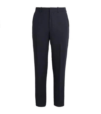 Agnona Linen Straight Trousers In Blue