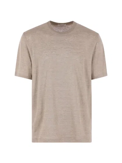 Agnona Linen T-shirt In Brown