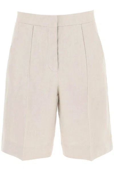Agnona Linen Twill Shorts In White