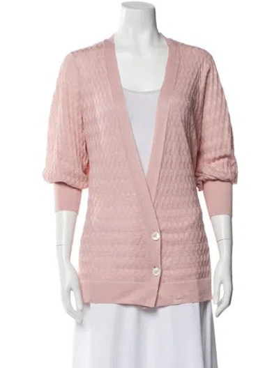 Pre-owned Agnona Linen V-neck Sweater In Pink