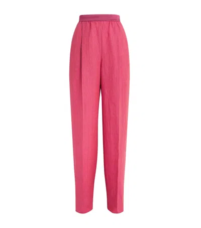 Agnona Linen Wide-leg Jane Trousers In Pink