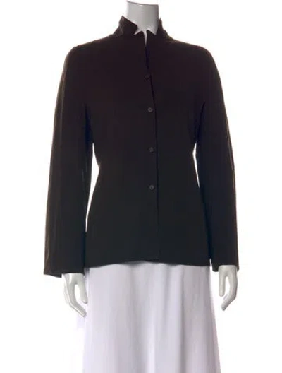 Pre-owned Agnona Long Sleeve Button-up Top In Black