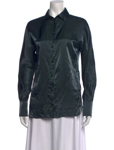 Pre-owned Agnona Long Sleeve Button-up Top In Green