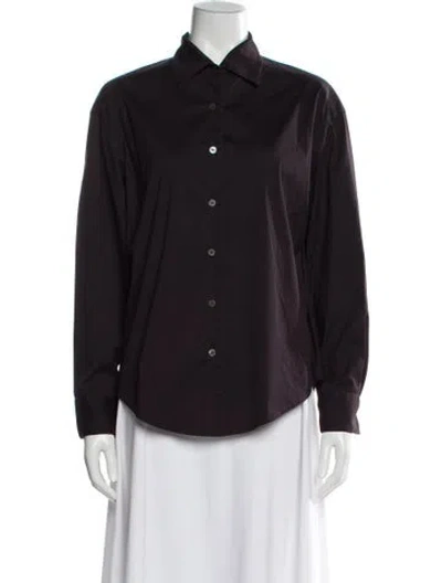 Pre-owned Agnona Long Sleeve Button-up Top In Purple