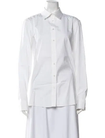 Pre-owned Agnona Long Sleeve Button-up Top In White
