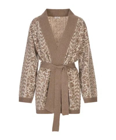 Agnona Long-sleeved Cardigan In Brown