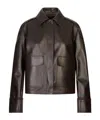Agnona Long-sleeve Leather Jacket In Brown