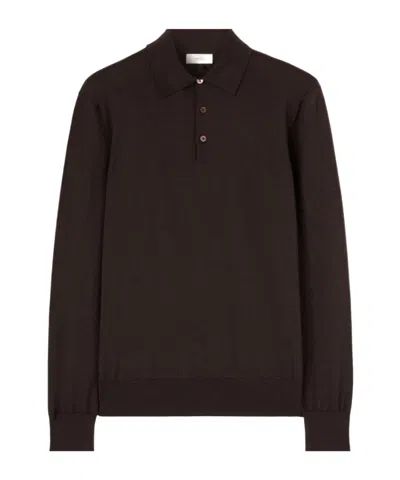 Agnona Long-sleeve Polo-collar Sweater In Black