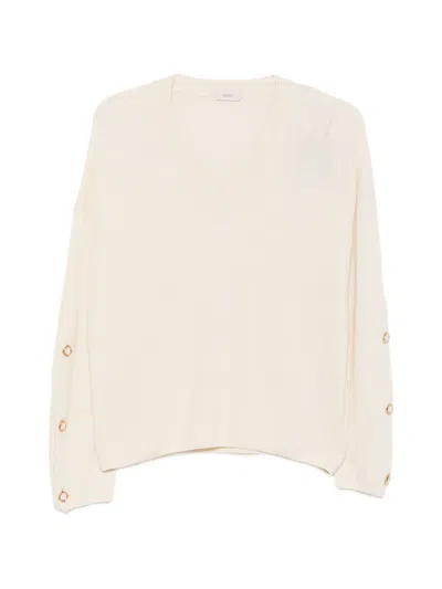 Agnona Long-sleeve V-neck Sweater In Neutral