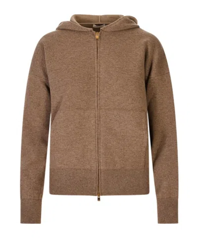 Agnona Long-sleeved Casual Jacket In Brown