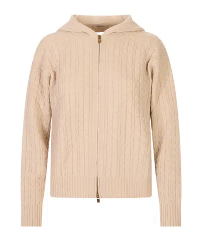Agnona Long-sleeved Knitted Cardigan In Blue