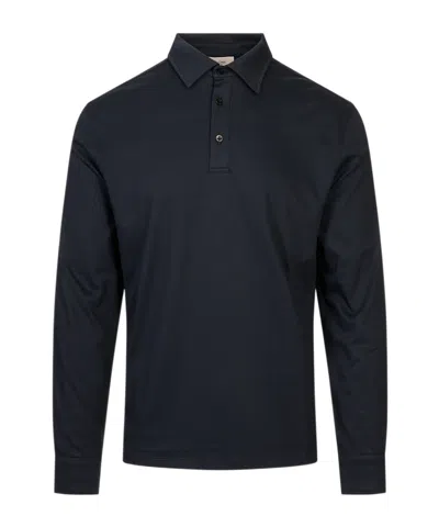 Agnona Long-sleeved Polo Shirt In Blue