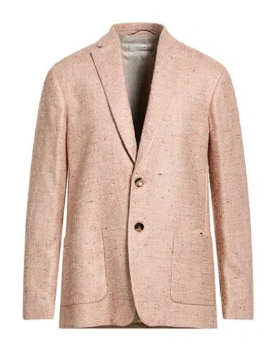 Agnona Man Blazer Antique Rose Size 38 Silk, Wool, Viscose, Calfskin, Lambskin In Pink