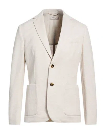 Agnona Man Blazer Beige Size 44 Linen, Cotton In Neutral