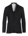 Agnona Man Blazer Black Size 44 Cashmere, Calfskin, Metal