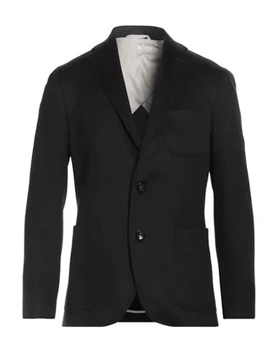 Agnona Man Blazer Black Size 44 Cashmere, Calfskin, Metal