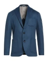 Agnona Man Blazer Blue Size 42 Cashmere, Calfskin, Metal In Blue