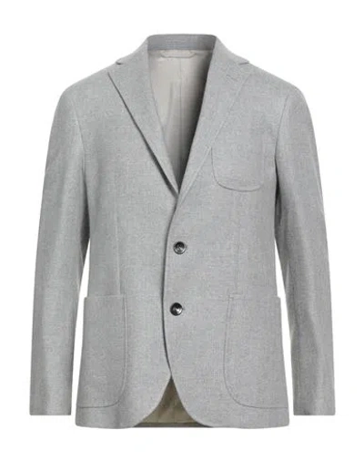 Agnona Man Blazer Light Grey Size 42 Cashmere, Silk, Metal In Gray